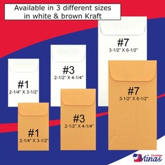 500 Minas Envelope – #7 Coin and Cash Envelopes, 24lb 3.5 X 6.5 Inches, Brown