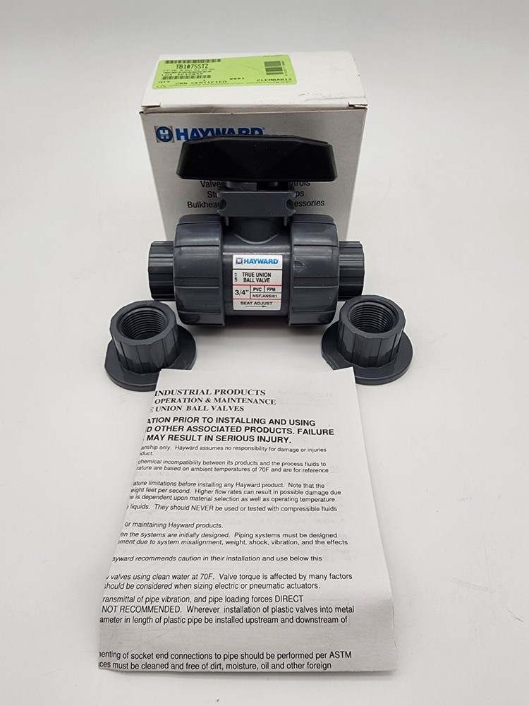 Hayward TB1075STZ 3/4″ PVC True Union Ball Valve w/ FPM O-Rings, Socket/Threaded