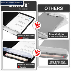 Sooez Clipboard with Storage, Clip Board 8.5 10″W x 1-1/4″D x 14-1/2″H, Black