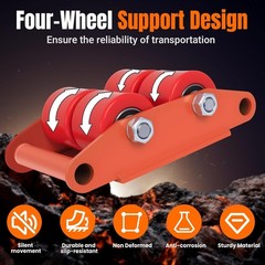 4PCS Machinery Mover 10 Ton Heavy Duty Machine Dolly Equipment Roller Skates Red