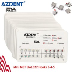 AZDENT Dental Orthodontic Brackets Braces Metal Mini MBT 022 Hooks 345 Mesh Base