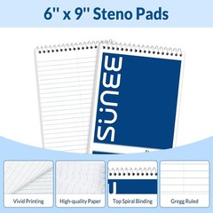 Steno Pads 6×9 5 Pack Gregg Ruled Top Spiral Notebook 60 Sheets