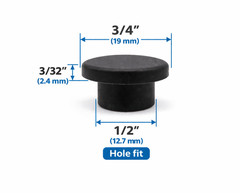 1/2” Silicone Rubber Push In Feet Fits 1/2″ Hole x 3/4″ OD Various Pack Sizes