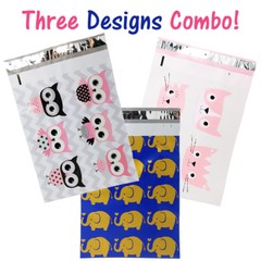 10×13″ Designer Owls, Cat’s Poly Mailers Combo Pack, Quality Shipping Envelopes!