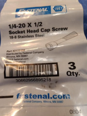 1/4-20 x 1/2 Socket Head Cap Screw 18-8 Stainless Steel 3 Qty C85g Going Nuts