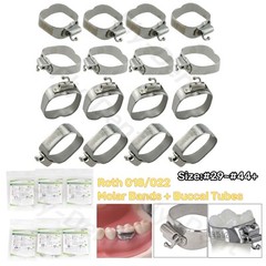 Dental Orthodontic 1st Rough Molar Bands with Buccal Tubes #29-44+ Roth 018/022