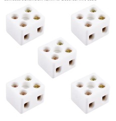 Ceramic Terminal Block High Temperature 21.5×19.5×14.2mm 500V 10 Amp 2-way 5 pcs