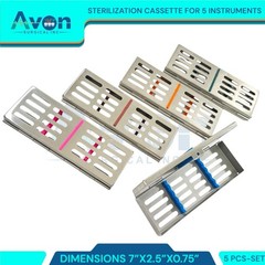 5 GERMAN DENTAL AUTOCLAVE STERILIZATION CASSETTE RACK BOX TRAY FOR 5 INSTRUMENT