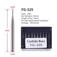 5 packs Dental Pear-shaped Tungsten Steel Carbide Burs FG 329 for High Speed ty