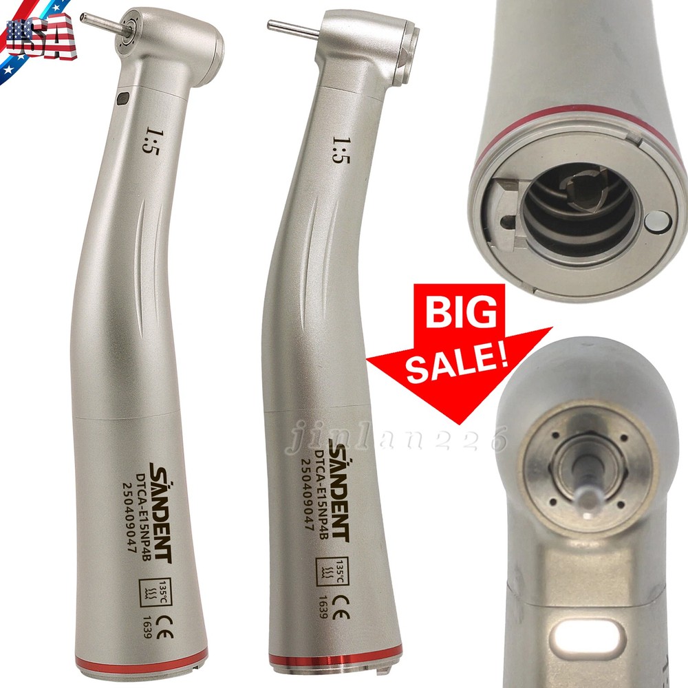 NSK Style LED Dental Electric Handpiece 1:5 Contra Angle Fiber Optic High Speed