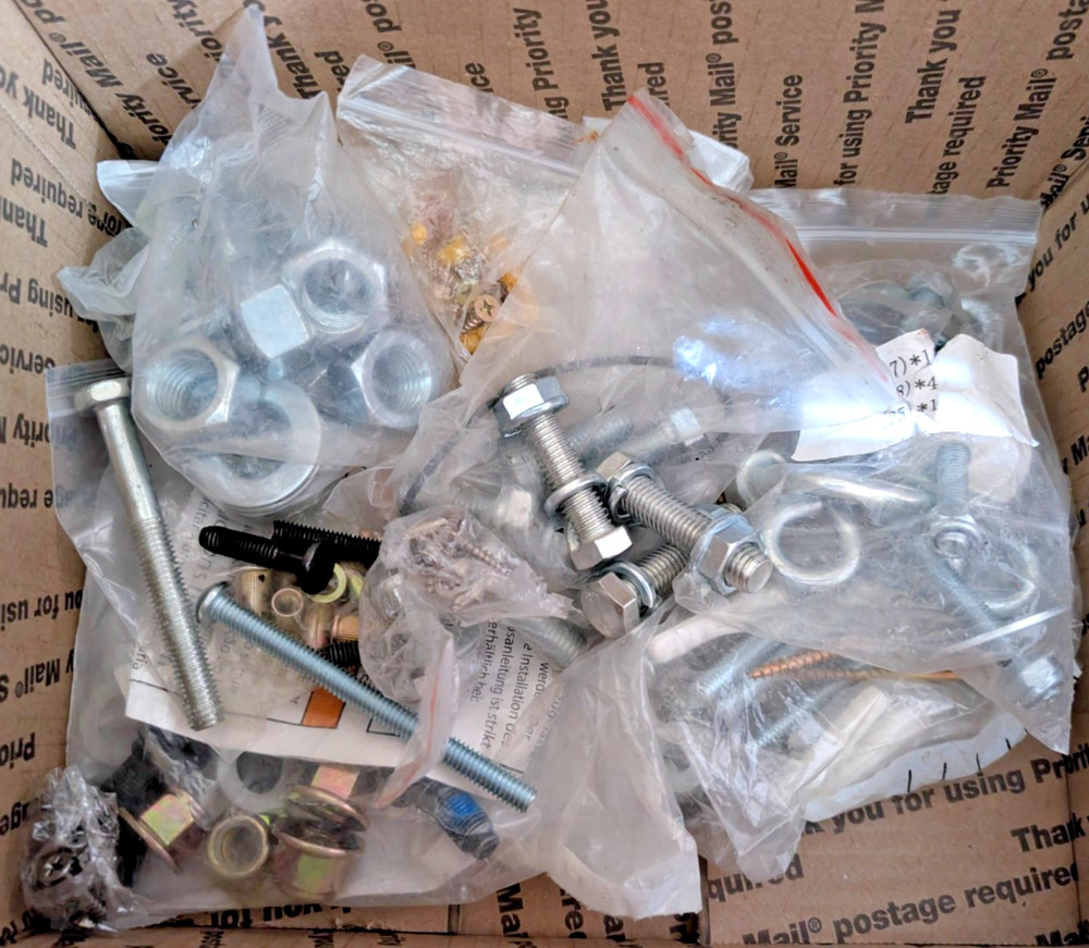 18 LB Bulk Mixed Fastener Lot Hardware New Old Stock Nuts Eye Machine Bolts