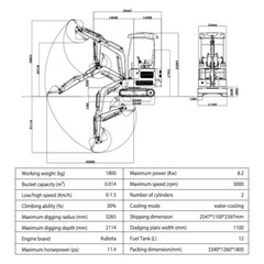 4,000 lbs Mini Excavator, EPA Certified USA KUBOTA Diesel Machine