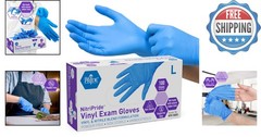 Comfortable Large Blue Nitrile/Vinyl Gloves – 100 Count, Latex-Free, Food-Grade