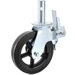 4PCS Scaffolding Caster 8″ x 2″ Black Wheels w/ Locking Brakes 1-3/8″ 1100LBS