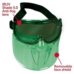 Kleenguard 18633 Welding Safety Goggles/Face Shield Combo, Iruv Shade 5 Lens,