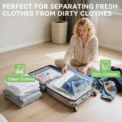 15 Pack Vacuum Seal Bags for Clothing Travel with -60000Pa USB Pump, Save 80% of