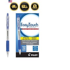 EasyTouch Refillable & Retractable Ballpoint Pens, Medium Point, Blue Ink, 12…