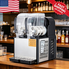 High-Capacity Dual-Tank Slushie Machine 7.2L Frozen Drink Dispenser 370W
