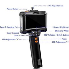 4.3″ IPS 1080P HD Screen Handheld Industrial 5m Endoscope Camera Pipe Waterproof