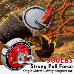 500lb Neodymium Magnet Fishing Kit Heavy Duty N52 Rare Earth Magnet 66ft Rope