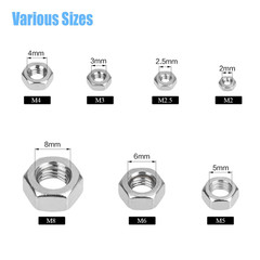 DYWISHKEY 310 Pieces Metric 304 Stainless Steel Hex Nuts Assortment Kit for Scre