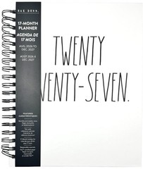 2026 2027 Planner RAE DUNN Spiral Hard Cover 17-Month 2027 Black White LARGE