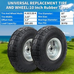 Resilient 10 Inch Pneumatic Tires with Anti-Slip Design – 2 Pack for All Seasons
