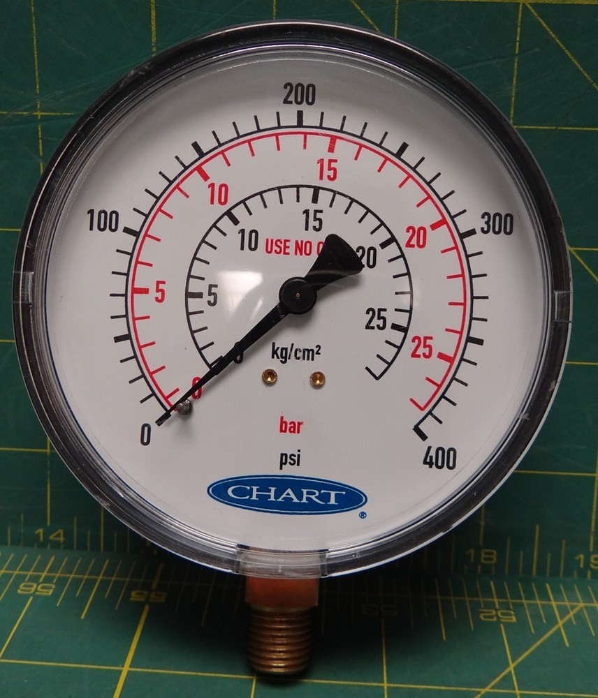 Chart 3 1/2″ Pressure Gauge 0-28 kg/cm sq 0-27 bar 0-400 PSI