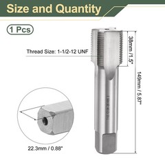Hand Plug Tap 1-1/2-12 UNF 2B Thread Plug Style Screw Tapping Threading Tool