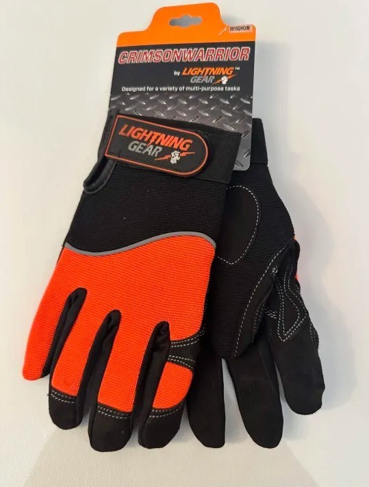 [0915Q/HO/M] Lightning Gear Crimson Warrior Mechanic’s Glove – Orange/Black