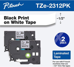 Genuine P-Touch, Tze-231 2 Pack Tape (TZE2312PK) ½”(0.47”) X 26.2 Ft. (8M) Lamin