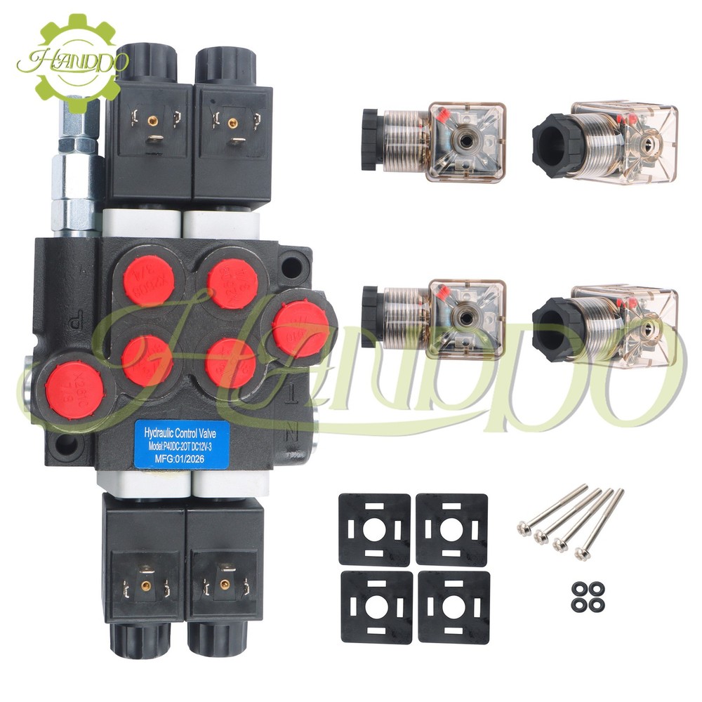 2 Spool 13 GPM, Hydraulic Monoblock Solenoid Motor Control Valve 12V DC 3600 PSI