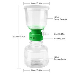250mL/500mL PES Vacuum Filter,Sterile 0.22μm Pore Size,Dual Funnel&Receiver HPLC