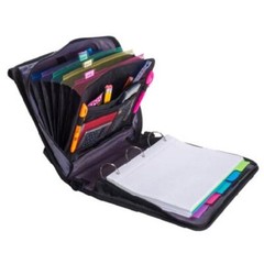 Case-it X-Hugger 2-Inch Round Ring Zipper Binder with Book Holder on Front,