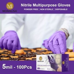 MONALISA™ Purple Disposable Exam Nitrile Gloves Powder Free 5mil M/L/XL