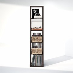 Pemberly Row Vertical 5-Cube Media Storage Organizer in Dark Oak