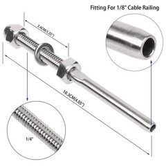 T316 Stainless Steel Swage Threaded Tensioner End Fittings 1/8″ Cable Railing