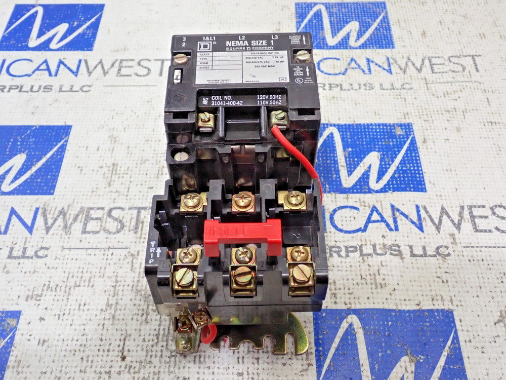 Square D 8536SCO3S NEMA Size 1 Starter 10HP 3 Phase w/ 110/120V Coil Tested