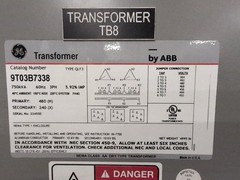 750kVA Pri 480V Sec 240V 3PH Indoor NEMA 1 Transformer GE 9T03B7338