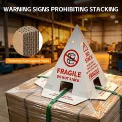 60-Pack Water-Resistant Do Not Stack Pallet Cones | Cardboard Shipping Alert Sig
