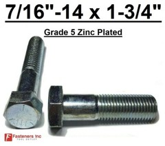 7/16-14 x 1-3/4″ (PT) Hex Bolt Zinc Plated Grade 5 Cap Screw Coarse Thread