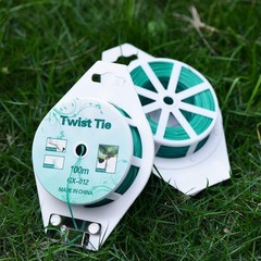 2 Reels 328 Feet (100m) Twist Tie, Green Coated Garden Plant Ties with Cutter fo