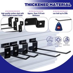 50Pcs 2 Inches Black Slatwall Panel Hooks Bulk Set, Metal Slat Wall Hanging D…