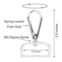 2x Silver Swivel Lobster Clasp 1.25″ Webbing Snap Hook-Purse Bag Leather Craft