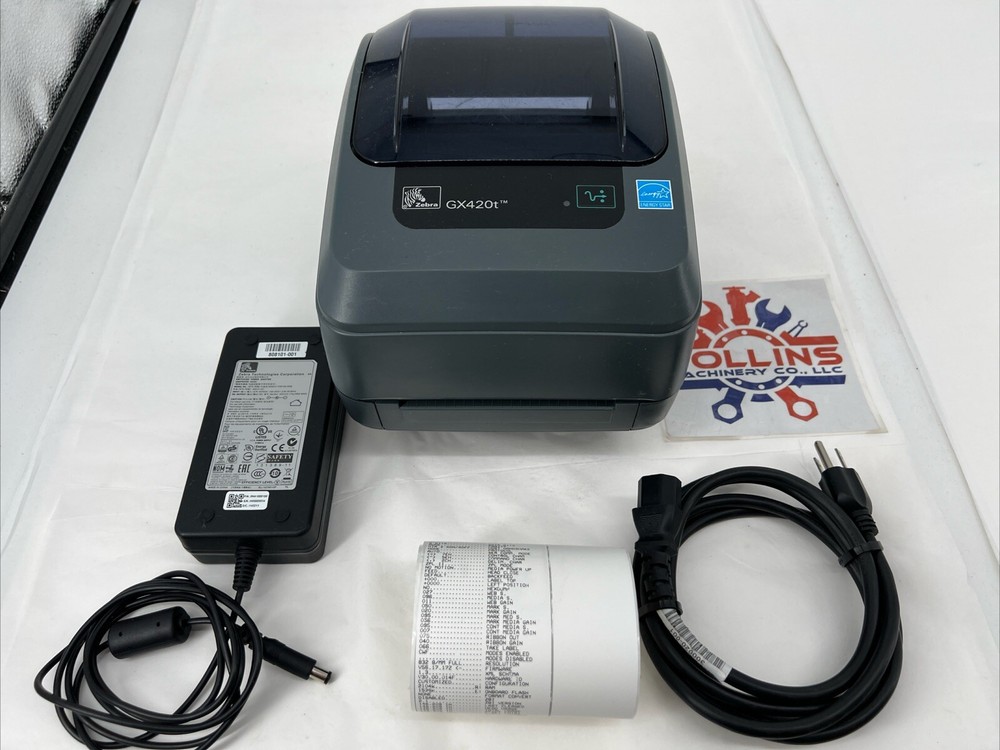 Zebra GX420t 200 DPI Thermal Shipping Label Printer w/ Power Supply (Tested)
