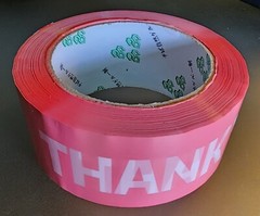 Pink White Lettering Thank You Packaging Tape – 1 Roll