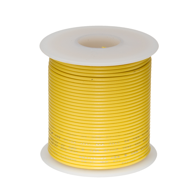 24 AWG Gauge Stranded Hook Up Wire Yellow 100 ft 0.0201″ UL1007 300 Volts
