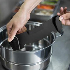 AUOON Clip On Strainer Silicone for All Pots, Standard 8.86 x 3.55 in, Black
