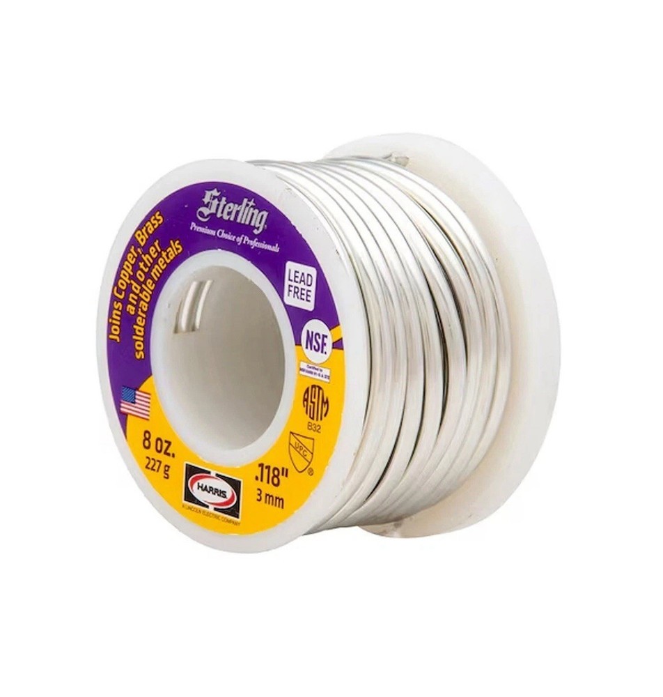 Harris Products 8-oz Lead Free Plumbing Solder .118″ 3mm STERLING 227g Brand NEW