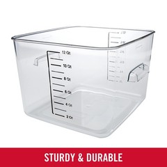 Commercial Products Space Saving Square Food Storage Container 12 Quart Clear…